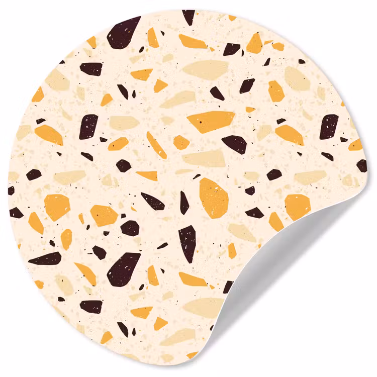 Terrazzo - Patroon - Geel - Wandcirkel behangsticker klein 186 -3d