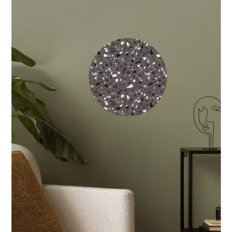 Terrazzo - Patroon - Grijs Wandcirkel behangsticker klein 186 -sfeer2