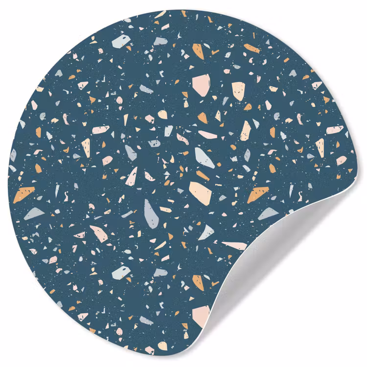 Terrazzo - Patroon - Kleurrijk - Diep blauw Wandcirkel behangsticker klein 186 -3d