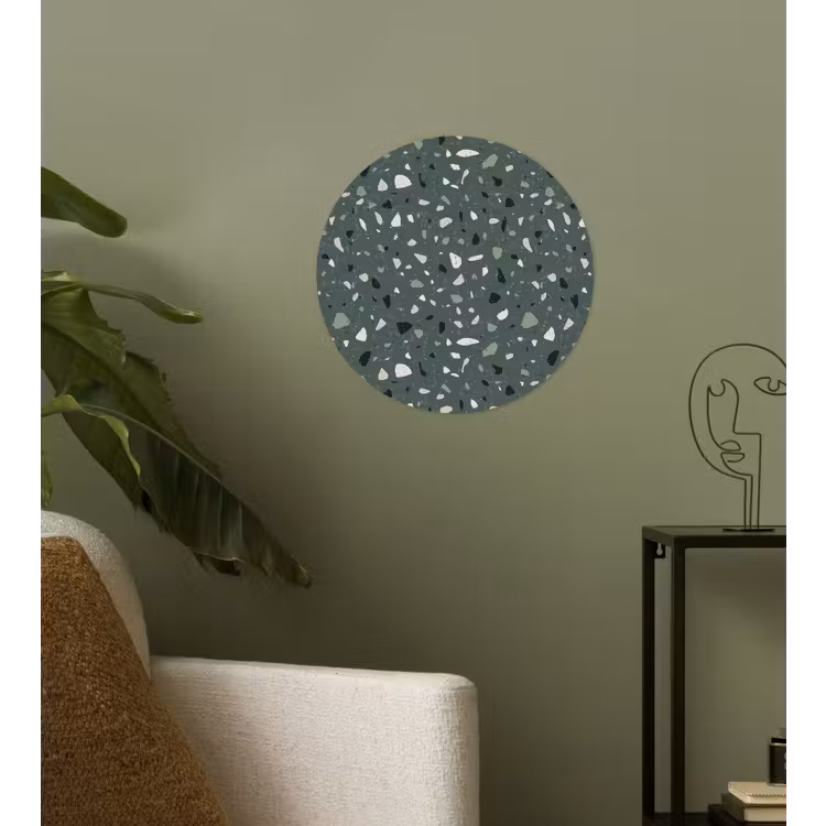 Terrazzo - Patroon - Kleurrijk - Groen Wandcirkel behangsticker klein 186 -sfeer2