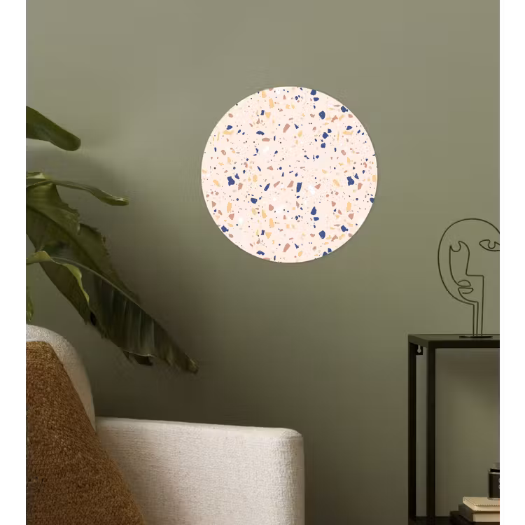 Terrazzo -  Patroon - Kleurrijk - Indigo Wandcirkel behangsticker klein 186 -sfeer2
