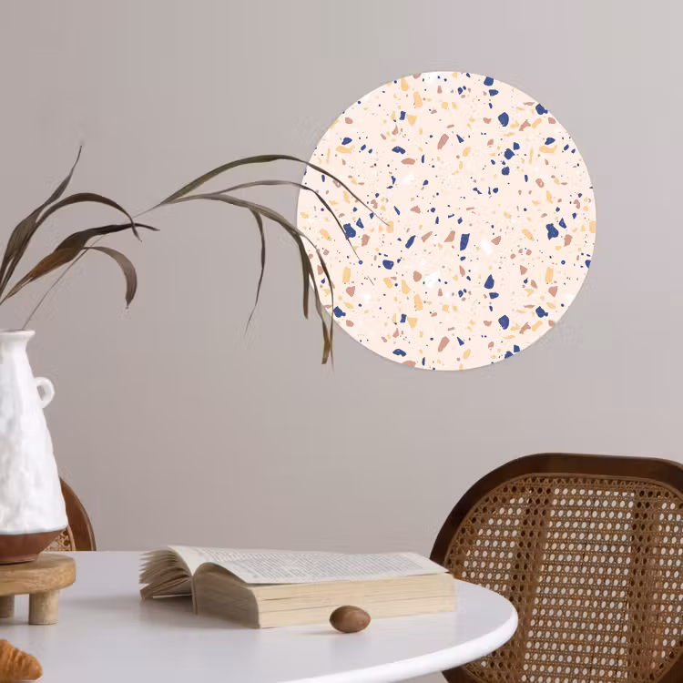 Terrazzo -  Patroon - Kleurrijk - Indigo Wandcirkel behangsticker klein 186 -sfeer3