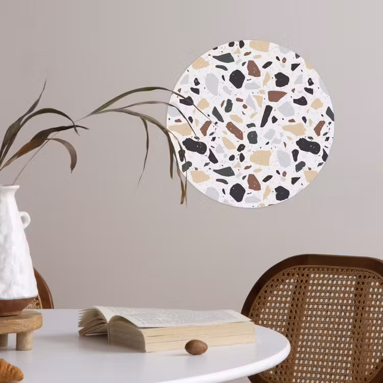 Terrazzo - Patroon - Kleurrijk - Klei Wandcirkel behangsticker klein 186 -sfeer3