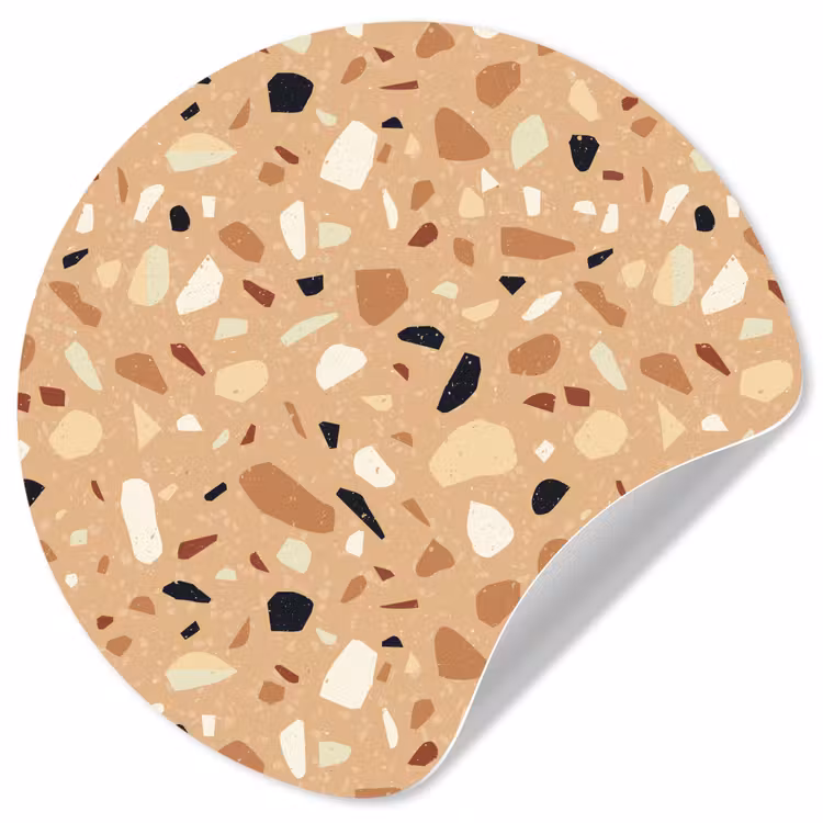 Terrazzo - Patroon - Kleurrijk - Oranje Wandcirkel behangsticker klein 186 -3d
