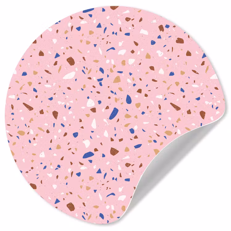 Terrazzo - Patroon - Kleurrijk - Roze Wandcirkel behangsticker klein 186 -3d