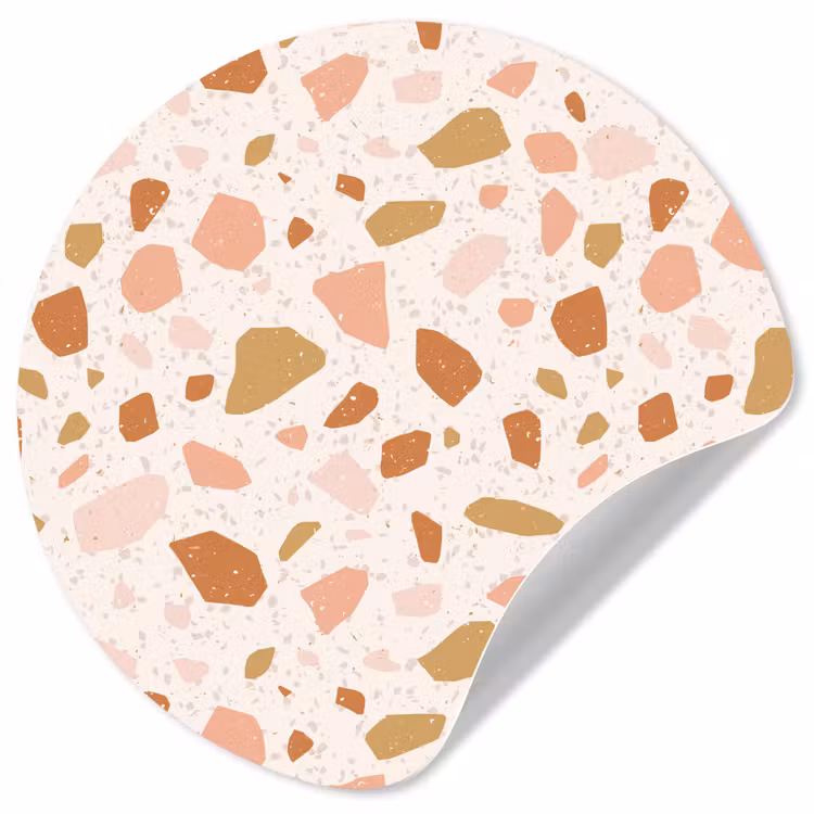 Terrazzo - Patroon - Kleurrijk - Zalm Wandcirkel behangsticker klein 186 -3d