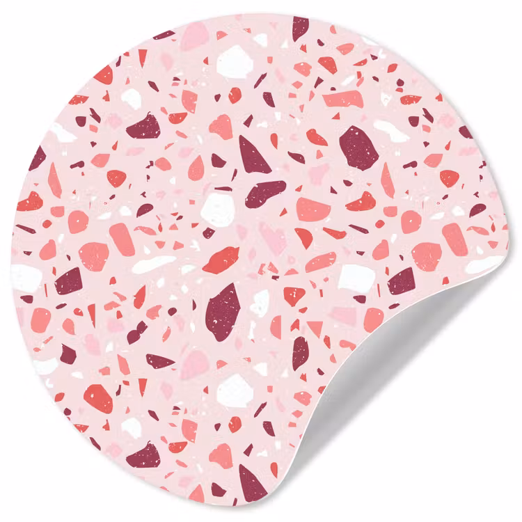 Terrazzo - Patroon - Roze Wandcirkel behangsticker klein 186 -3d