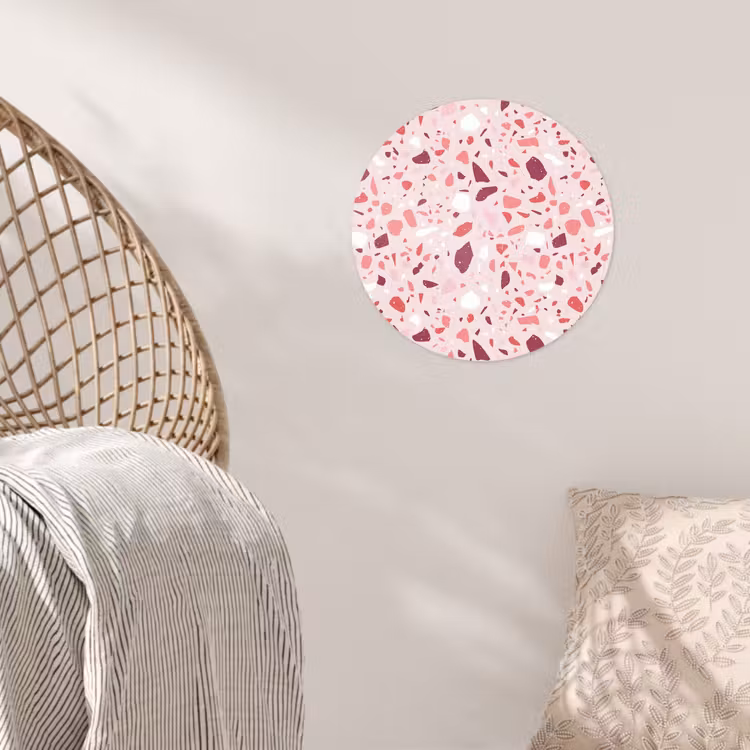 Terrazzo - Patroon - Roze Wandcirkel behangsticker klein 186 -sfeer4