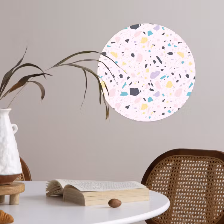 Terrazzo - Patroon - Zacht - Snoep Wandcirkel behangsticker klein 186 -sfeer3