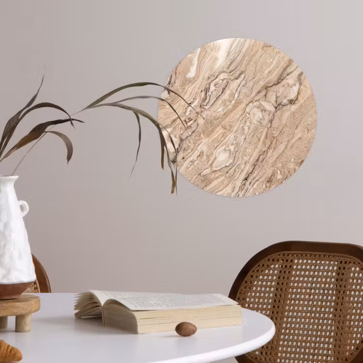 Textuur - Aders - Abstract - Modern - Beige Wandcirkel behangsticker klein -sfeer3
