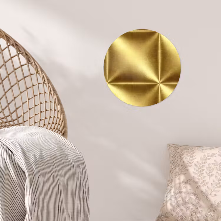 Textuur - Geborsteld Goud - Industrieel - Metallic Wandcirkel behangsticker klein 186 -sfeer4