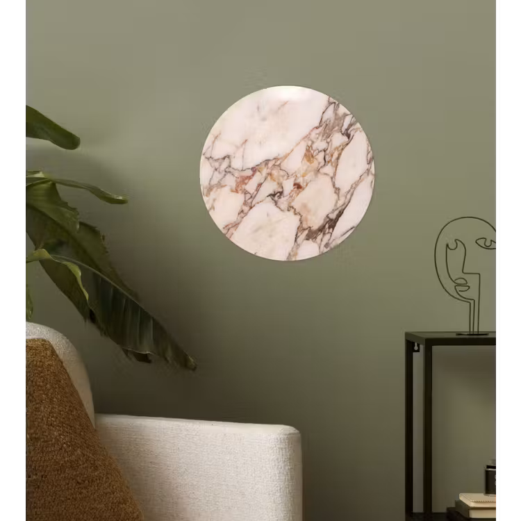 Textuur - Gesteente - Aderen - Abstract - Wit Wandcirkel behangsticker klein -sfeer2