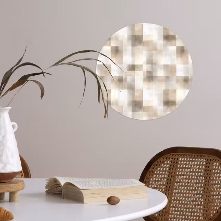 Textuur - Linnen - Beige Wandcirkel behangsticker klein 186 -sfeer3