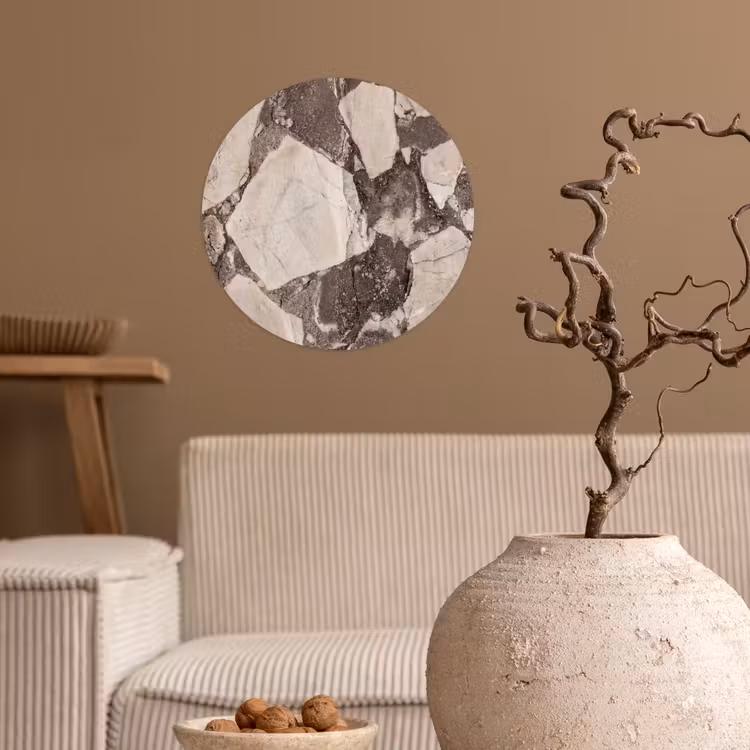 Textuur - Marmer - Abstract - Beige - Bruin Wandcirkel behangsticker klein -sfeer1