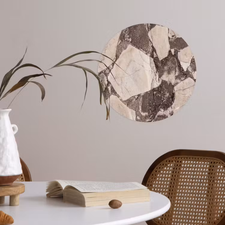 Textuur - Marmer - Abstract - Beige - Bruin Wandcirkel behangsticker klein -sfeer3
