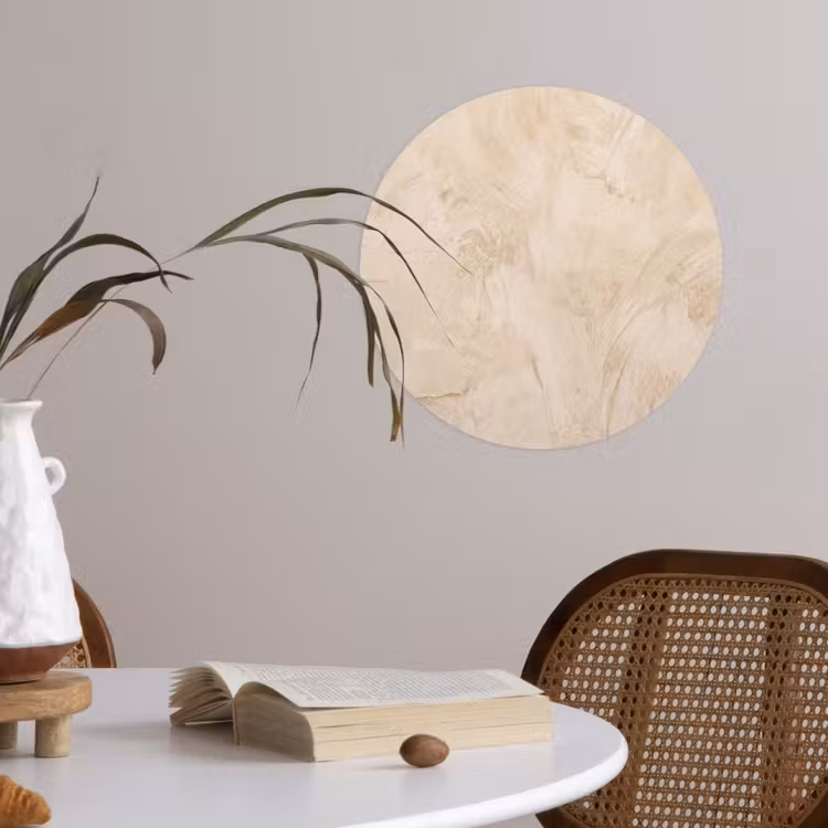Textuur - Patroon - Abstract - Modern - Beige Wandcirkel behangsticker klein -sfeer3