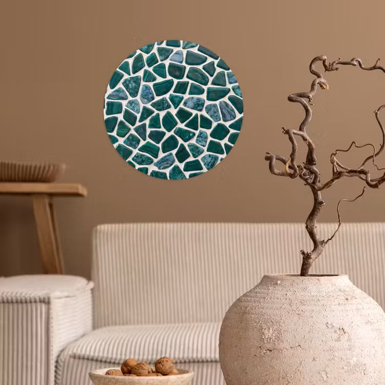 Textuur - Steen - Groen - Abstract - Patroon Wandcirkel behangsticker klein -sfeer1