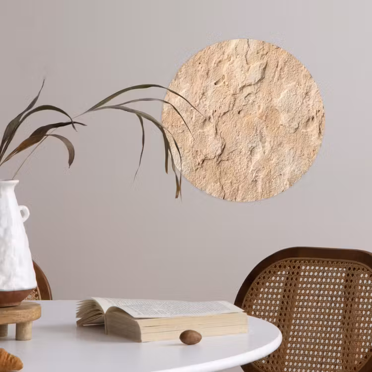 Textuur - Steen - Natuur - Beige Wandcirkel behangsticker klein -sfeer3
