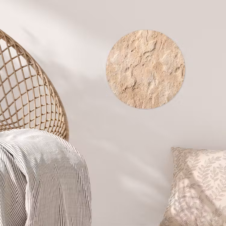 Textuur - Steen - Natuur - Beige Wandcirkel behangsticker klein -sfeer4