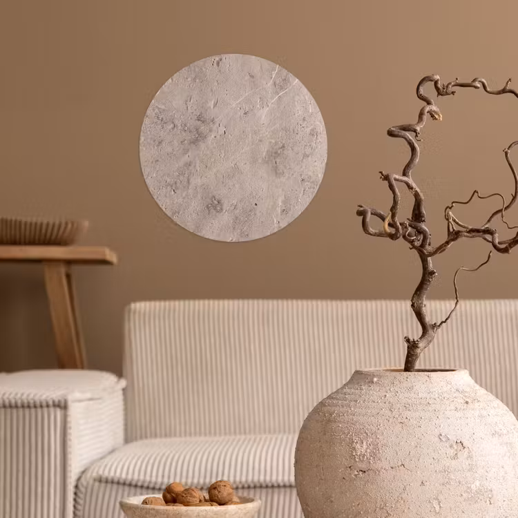 Textuur - Steen - Patroon - Rustiek - Beige Wandcirkel behangsticker klein -sfeer1
