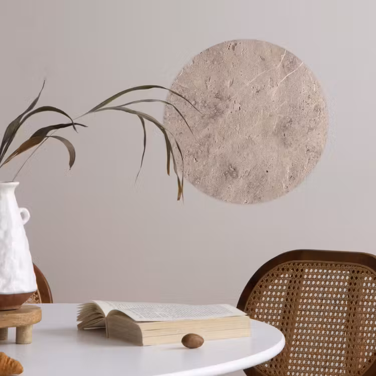 Textuur - Steen - Patroon - Rustiek - Beige Wandcirkel behangsticker klein -sfeer3