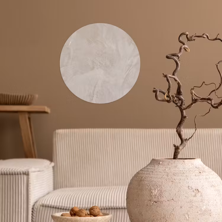 Textuur - Wand - Modern - Beige - Abstract Wandcirkel behangsticker klein -sfeer1