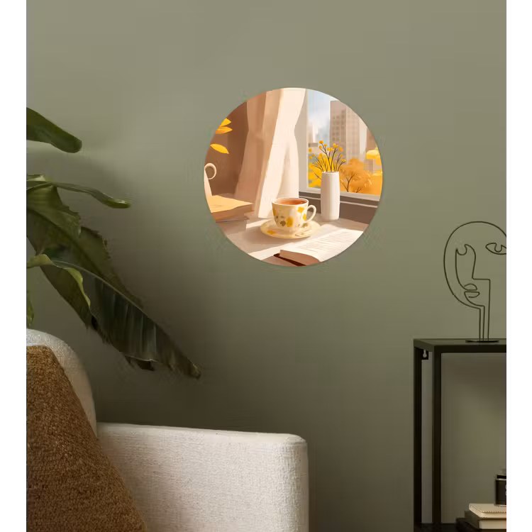 Thee - Boek - Thee - Herfst Wandcirkel behangsticker klein -sfeer2