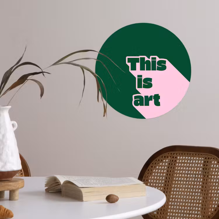 This is art - Schaduw - Roze Wandcirkel behangsticker klein -sfeer3