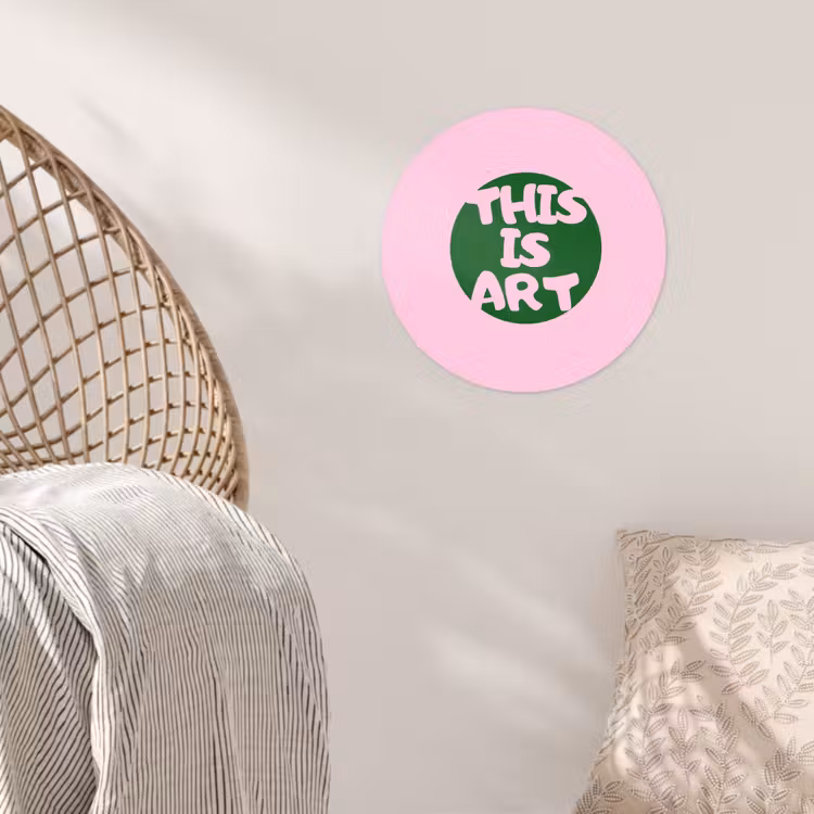 This is art - Tekst - Cirkel - Groen Wandcirkel behangsticker klein -sfeer4