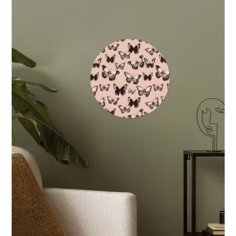 Tijdloos - Vlinders - Perzik Wandcirkel behangsticker klein 186 -sfeer2