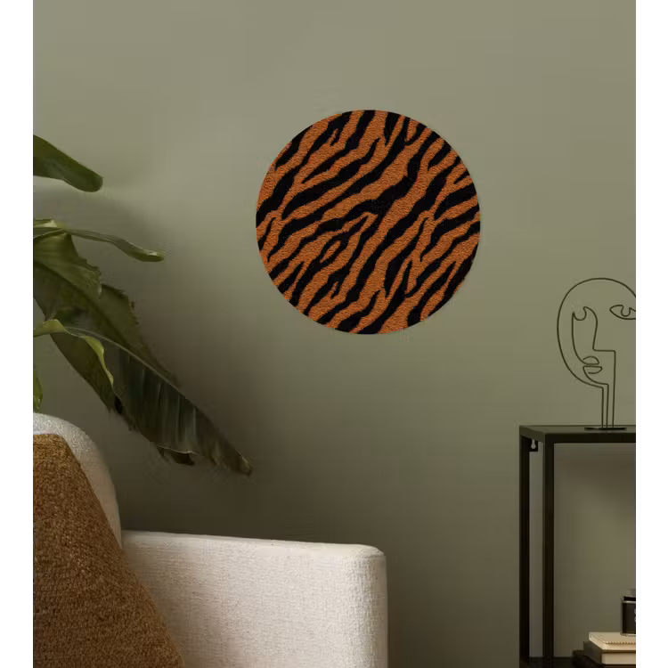 Tijger - Zwart - Vacht Wandcirkel behangsticker klein 186 -sfeer2