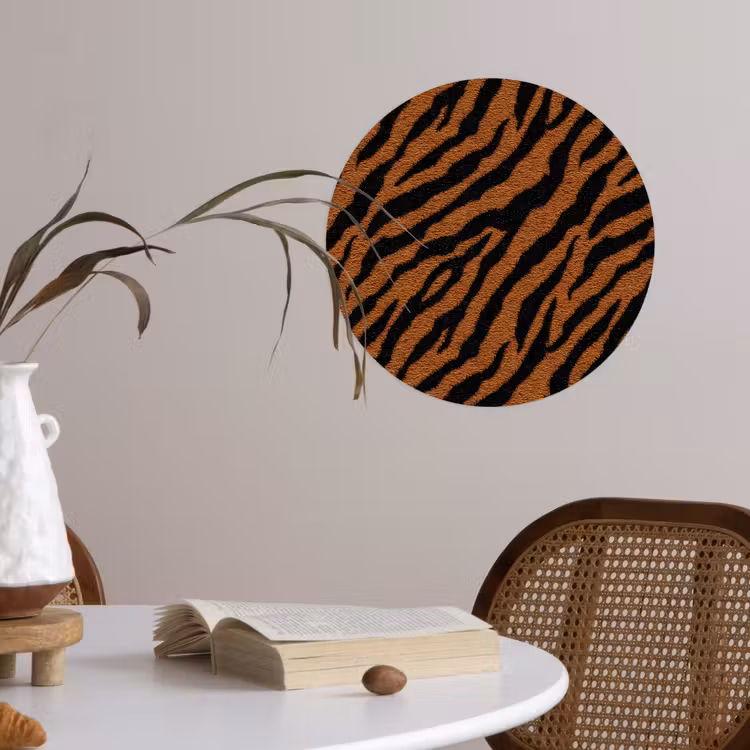Tijger - Zwart - Vacht Wandcirkel behangsticker klein 186 -sfeer3
