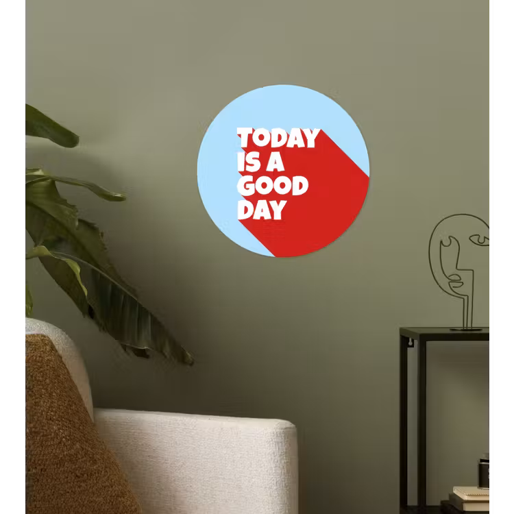 Today is a good day - Rood - lichtblauw Wandcirkel behangsticker klein -sfeer2