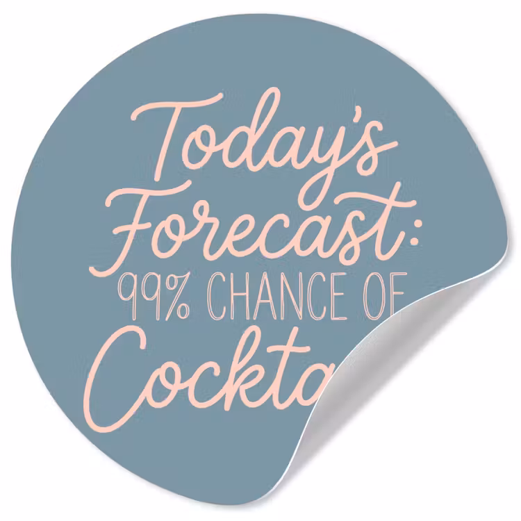 Today's Forecast - Cocktails - Blauw Wandcirkel behangsticker klein -3d