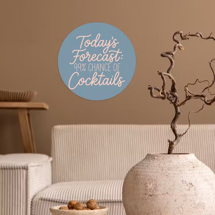 Today's Forecast - Cocktails - Blauw Wandcirkel behangsticker klein -sfeer1