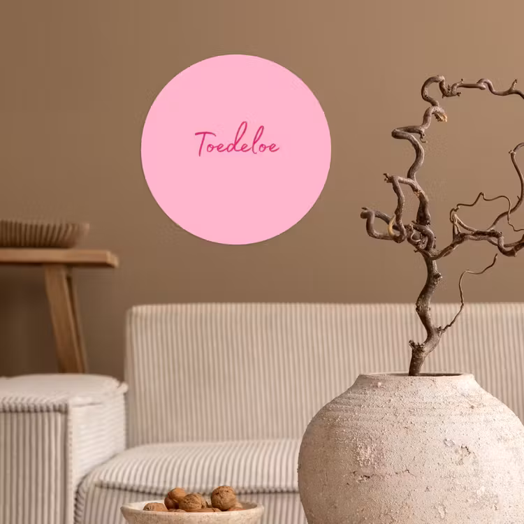 Toedeloe - Roze - Minimalistisch Wandcirkel behangsticker klein -sfeer1
