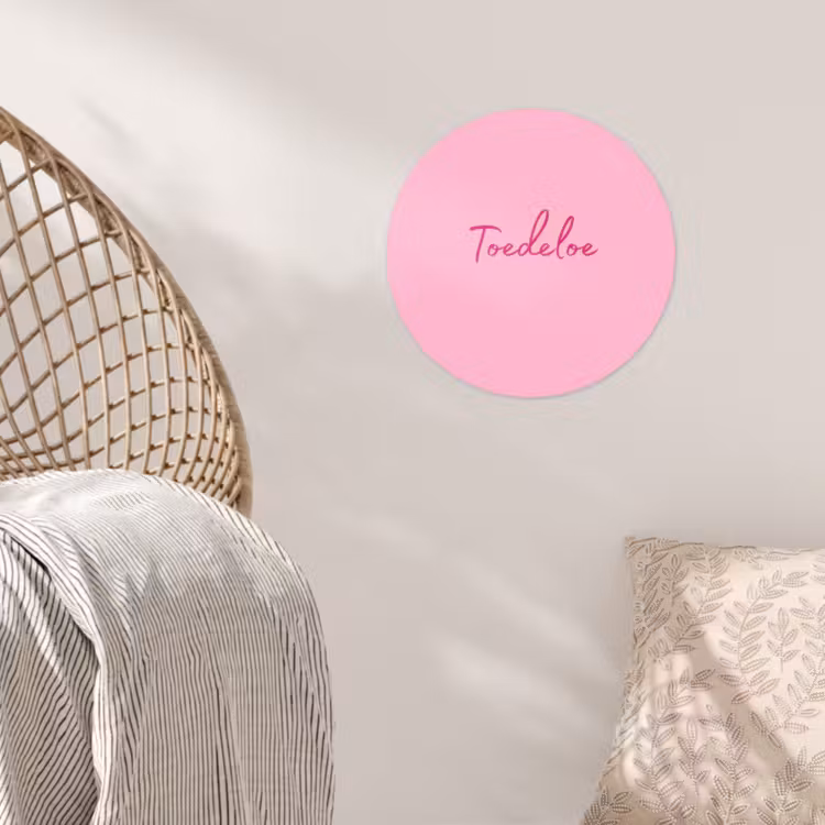 Toedeloe - Roze - Minimalistisch Wandcirkel behangsticker klein -sfeer4