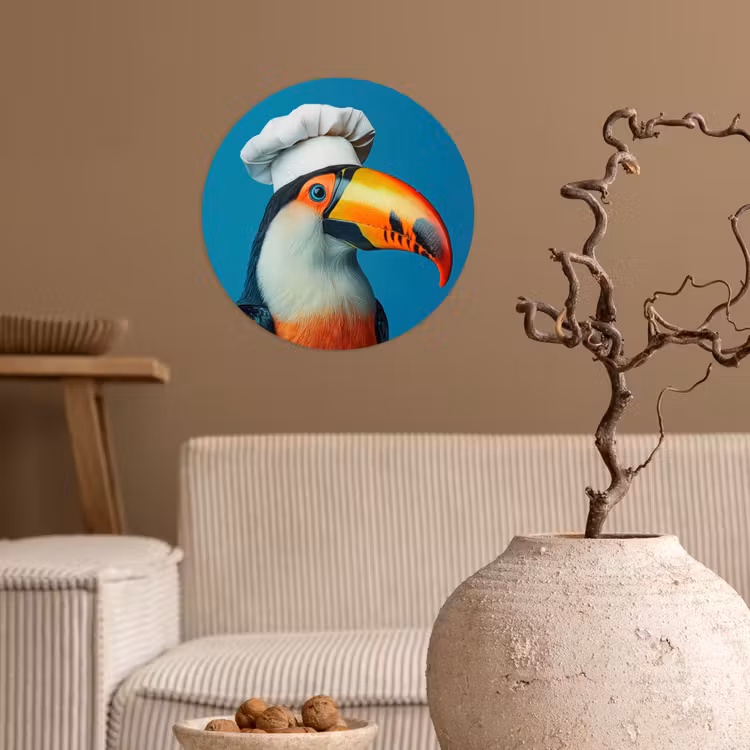 Toekan - Papegaai - Vogel - Koksmuts Wandcirkel behangsticker klein -sfeer1