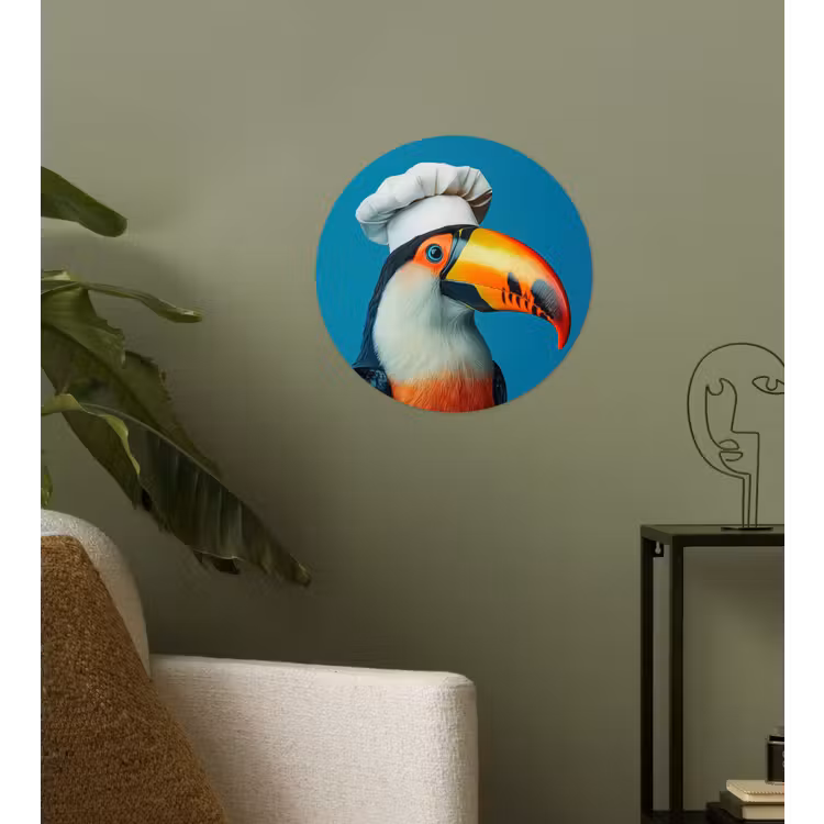 Toekan - Papegaai - Vogel - Koksmuts Wandcirkel behangsticker klein -sfeer2