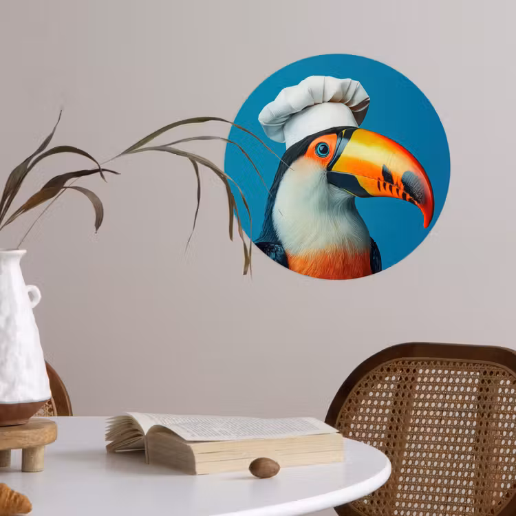 Toekan - Papegaai - Vogel - Koksmuts Wandcirkel behangsticker klein -sfeer3