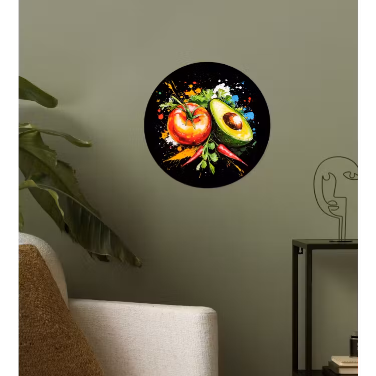 Tomaat - Avocado - Peper - Graffiti - Verf - Modern Wandcirkel behangsticker klein -sfeer2