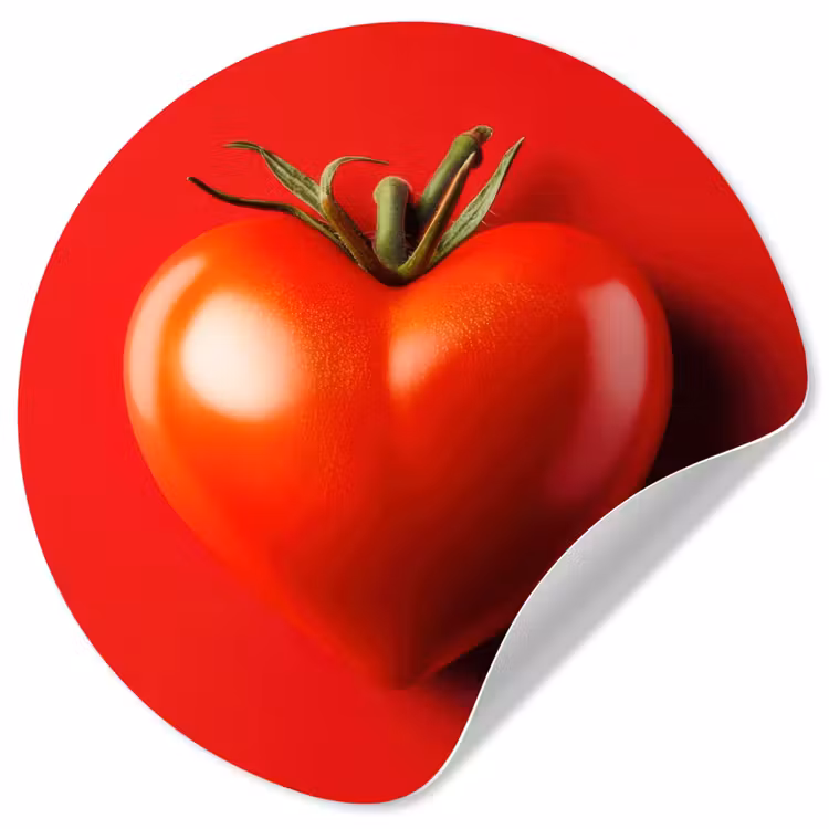 Tomaat - Rood - Hart Wandcirkel behangsticker klein -3d