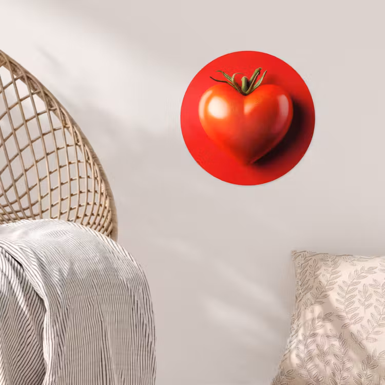 Tomaat - Rood - Hart Wandcirkel behangsticker klein -sfeer4