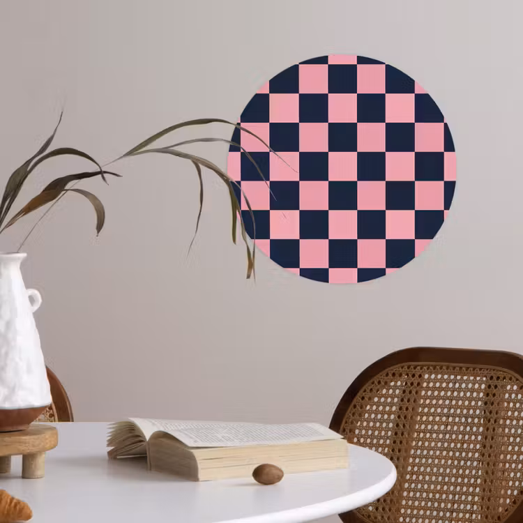 Traditioneel - Patroon - Blauw - Roze Wandcirkel behangsticker klein 186 -sfeer3