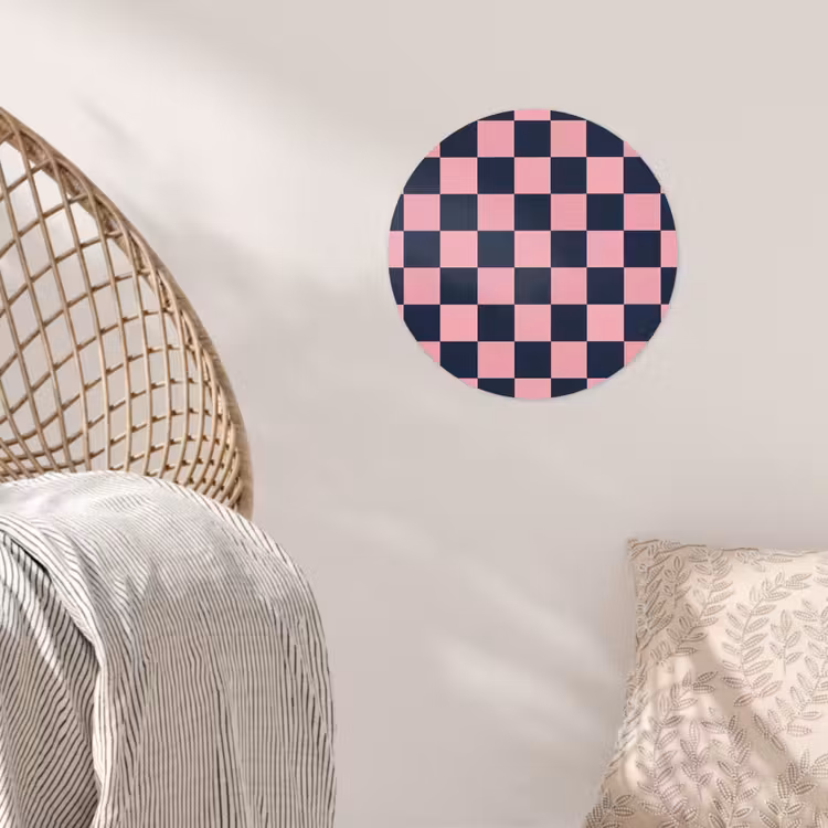 Traditioneel - Patroon - Blauw - Roze Wandcirkel behangsticker klein 186 -sfeer4