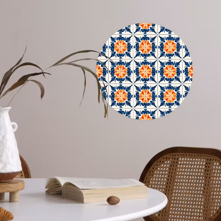 Traditioneel - Tegel - Oranje Wandcirkel behangsticker klein 186 -sfeer3