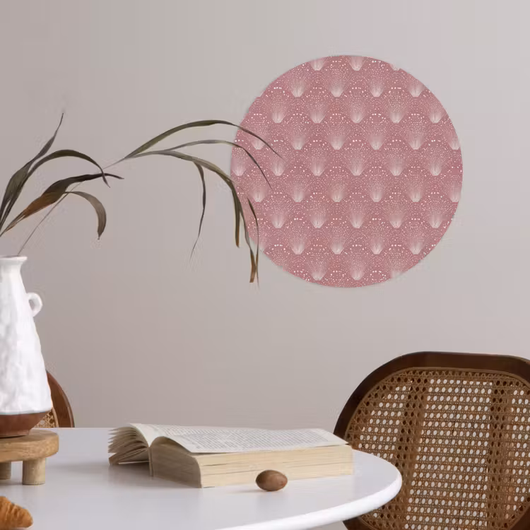 Trendy - Patroon - Roze Wandcirkel behangsticker klein 186 -sfeer3