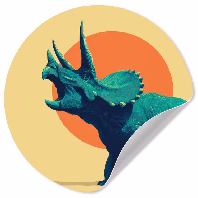 Triceratops - Cirkel - Oranje - Hoorns Wandcirkel behangsticker klein -3d