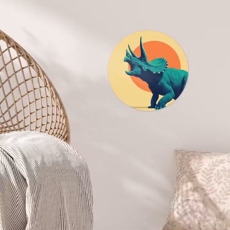 Triceratops - Cirkel - Oranje - Hoorns Wandcirkel behangsticker klein -sfeer4