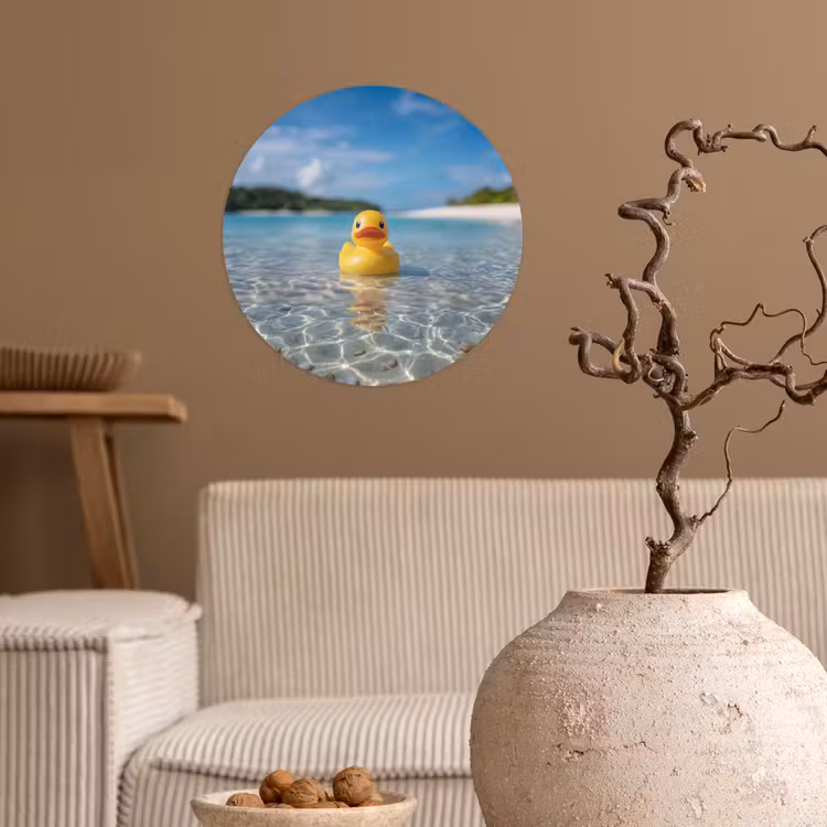 Tropisch - Badeend - geel Wandcirkel behangsticker klein -sfeer1